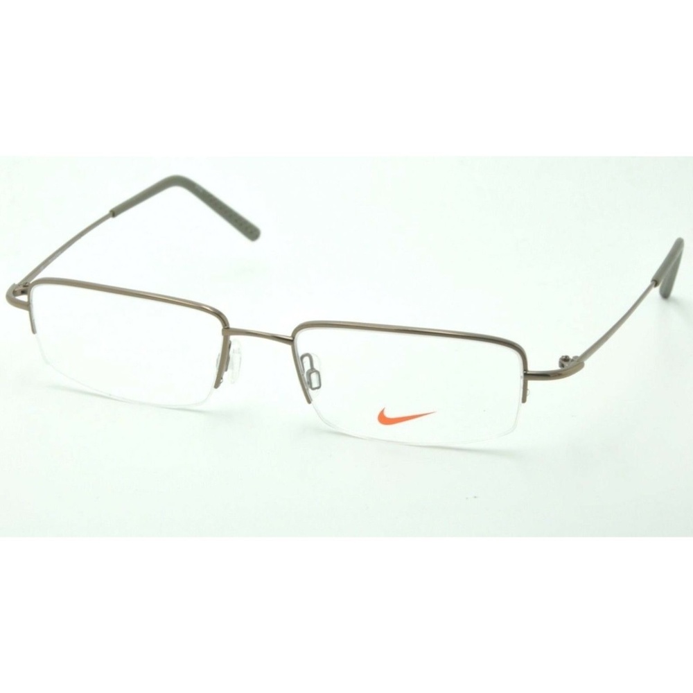 Nike Eyeglasses NK 8179 250 Walnut Semi Rimless Rectangle Frames Clear Lens 55mm